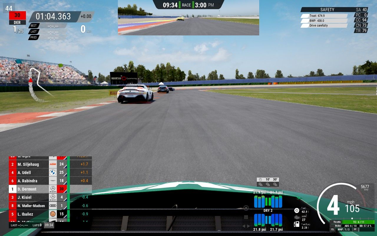 Assetto Corsa: Competizione playing on the Steam Deck. With adjustments to graphical settings, and adjusting the permitted CPU TDP / GPU Clock, it's possible to get this playing at an acceptable frame rate with minimal fan noise and an acceptable battery life on the Steam Deck.