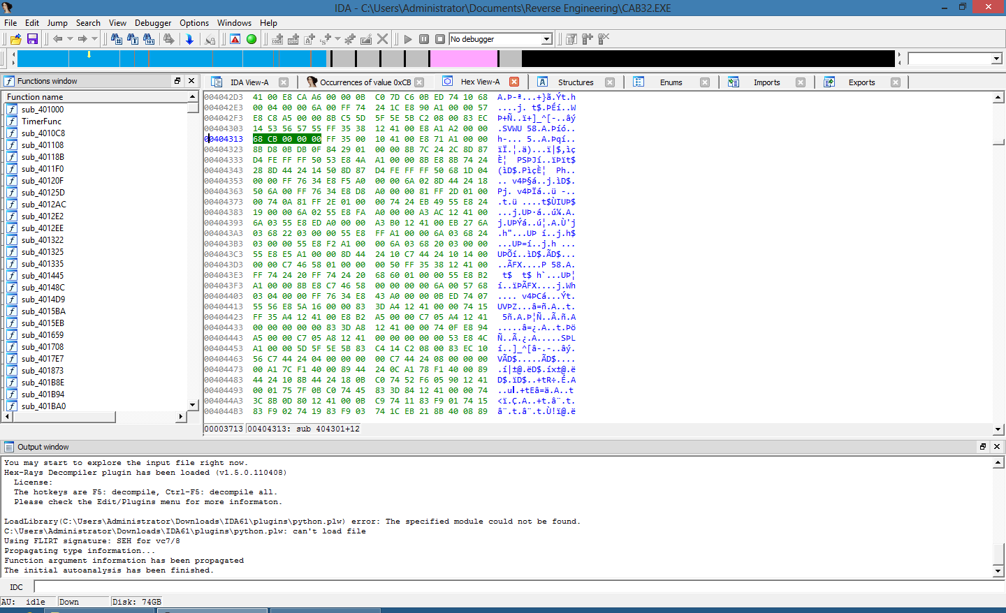 Menu Reference in Binary